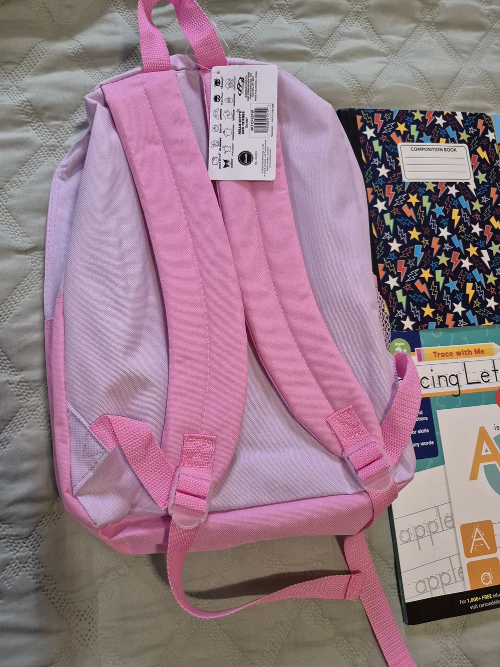 Pink Butterfly Leopard Faux Leather Backpack with School Supplies